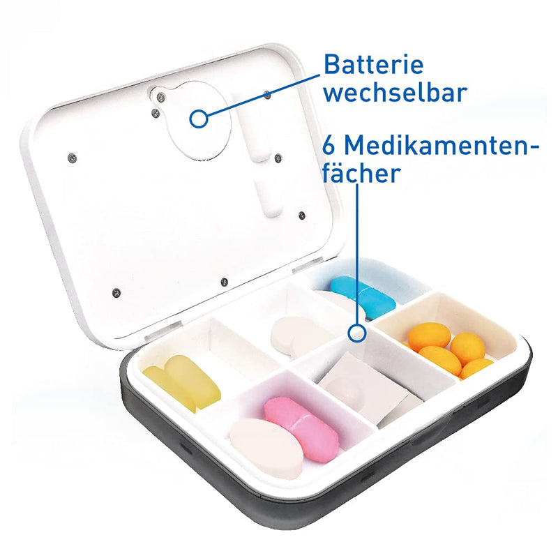[Australia] - Weinberger 02263 Electronic Pill Box with Alarm, Medicine Reminder, Display, Pill Box, Pill Clock, Pill Box with Timer, Vibration Alarm, Alarm Clock, White 