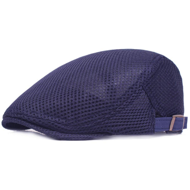 [Australia] - Rcber 2 Pack Men Breathable Mesh Summer Hat Newsboy Beret Ivy Cap Cabbie Flat Cap Navy/Khaki 