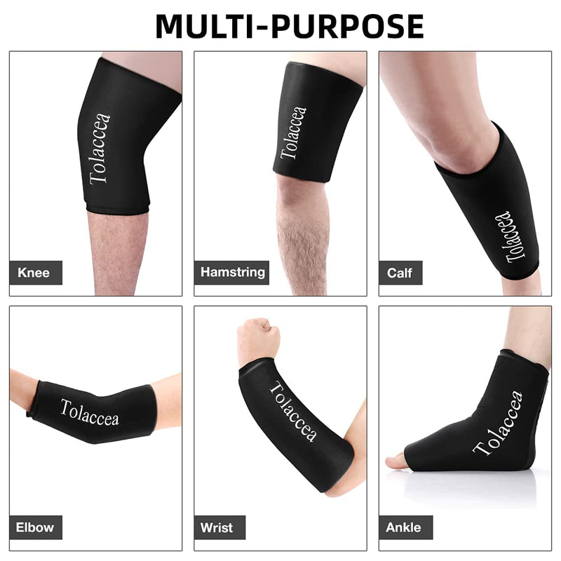 [Australia] - Tolaccea Hot & Cold Therapy Flexible Ice Packs Cold Therapy Compression Sleeve Reusable Gel Pack for Injury Cold Wrap for Knee Calf Elbow Black Medium(13''-16'') 