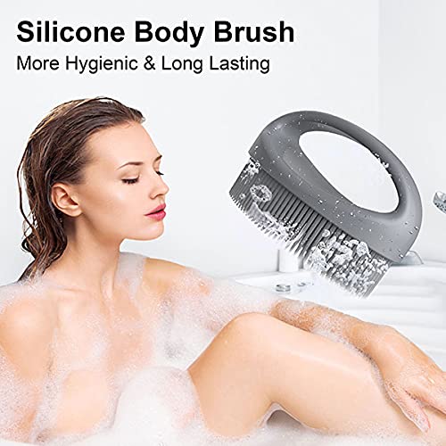 [Australia] - Silicone Body Scrubber Shower Brush Scrubbers Back Scrubber For Shower Showering Exfoliating Dry Body Brushing Skin Cellulite Brush Body Scrubbers For Use In Shower(Gray) Gray 