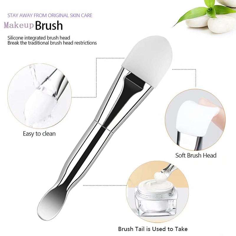 [Australia] - Face Makeup Brush Applicator Double-Ended, 3 Pcs Silicone Makeup Beauty Tool Soft Bristles Facial Mud Makeup Applicator Brush, Hairless Moisturizers Applicator Tools for Mud, Clay, Charcoal Mixed Makeup Style A 