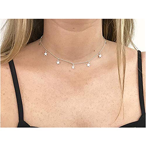 [Australia] - CSIYANJRY99 Star Choker Necklace Gold/Silver Star Necklace Choker for Women Dainty Choker Necklace Holiday Jewelry Gift gold star 