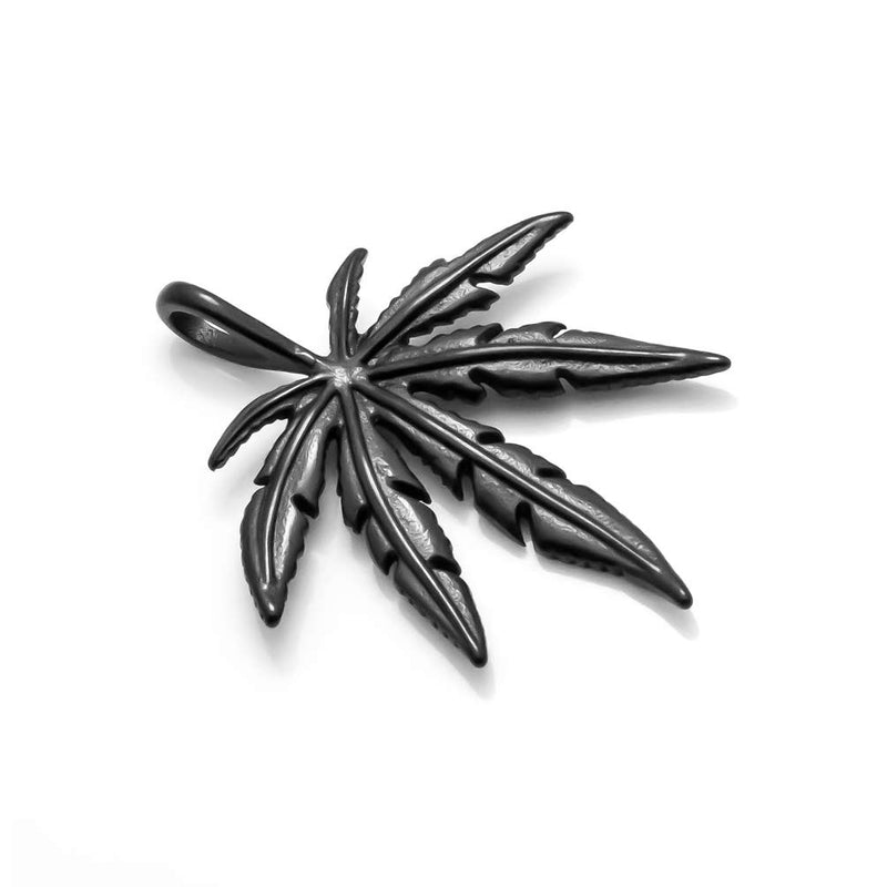 [Australia] - Xusamss Punk Rock Stainless Steel Leaf Pendant Charm Necklace,22inches Box Chain plated black steel 