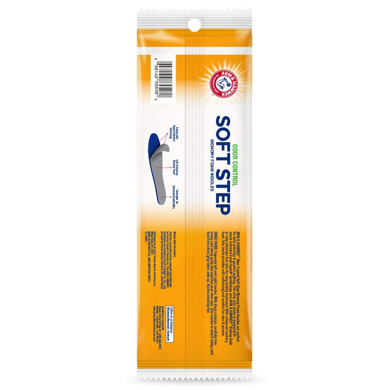 [Australia] - Arm & Hammer Odor Control Soft Step Insoles, Memory Foam Insoles for Men, Memory Foam Insoles for Women, Best Insoles for Standing All Day, Foot Inserts, Shoe Inserts Men and Women -6 Pairs 6 pair 