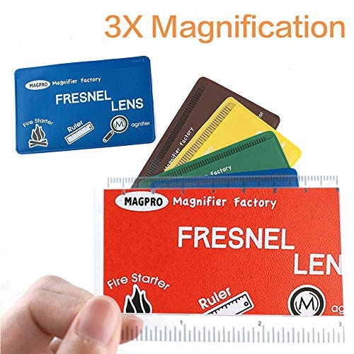 [Australia] - MagDepo 6 Pack Credit Card Size Magnifier Ruler Fire Starter Magnifying Glass Wallet Pocket Magnifier for Reading Small Print, Maps, and Books -Green Green 