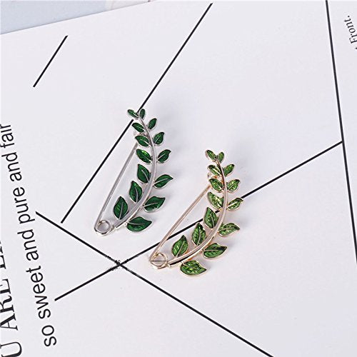 [Australia] - Joyci Vintage Green Leaf Brooch Cardigan Pin Shawl Brooch Buckle Sweater Knitwear Lapel Pin Gold plated 