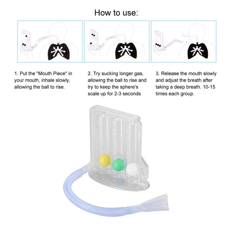 [Australia] - Lung Exerciser - 3-Ball Deep Lung Breathing Exerciser Spirometer Breathing Balls Safe Breath Exercise System Respirometer 