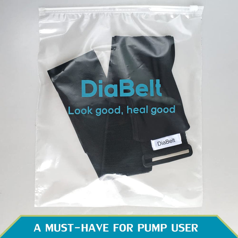 [Australia] - DiaBelt Kids Insulin Pump Belt with Slits Pouch for Diabetic Pump Adjustable Waist Band T1D No-Bounce Medical Holder Accessories for CGM Tubing Epipen Boys Girls Black 