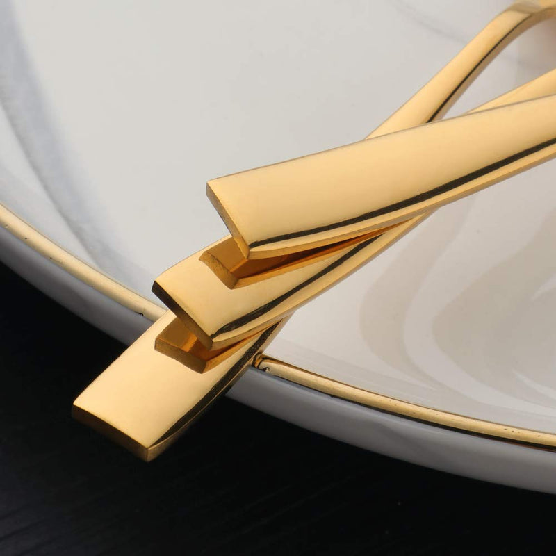 [Australia] - SUNSENGEUR Tea Spoons 12-Piece Autograph Dinnerware Set Stainless Steel Set Use for Home, Kitchen, Restaurant- 5.3 Inches-Gold Gold 