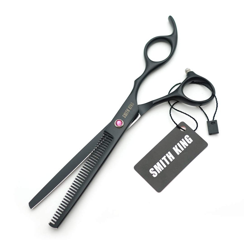[Australia] - 7.0 inch hair scissors set Hair cutting scissors & thinning scissors with razor combs in 1 set (Black) 