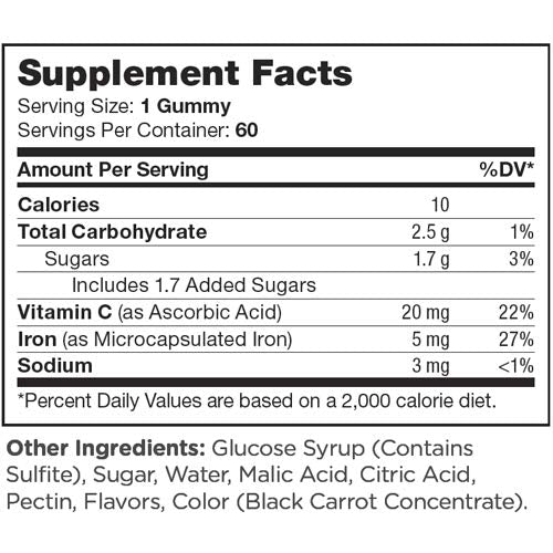 [Australia] - Chapter One Iron Gummies, Iron with Vitamin C, Kosher, 60 Flavored Gummies 