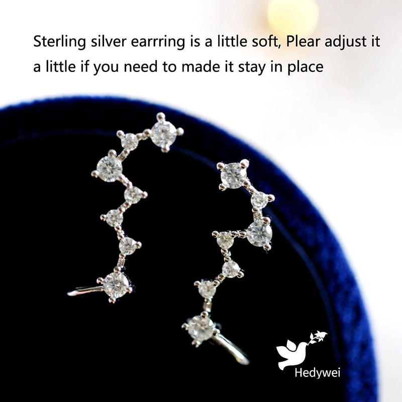 [Australia] - 7 Crystals Ear Climber | Crawler Sterling Silver Stud Earrings for Women Girls Hypoallergenic Jewlary 