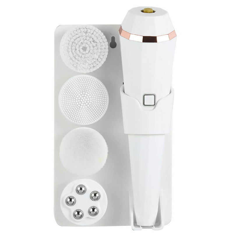 [Australia] - USB Electric Silicone Facial Cleansing Brush Sonic Face Roller Massager Blackhead Remover Pore Cleaner (White) White 