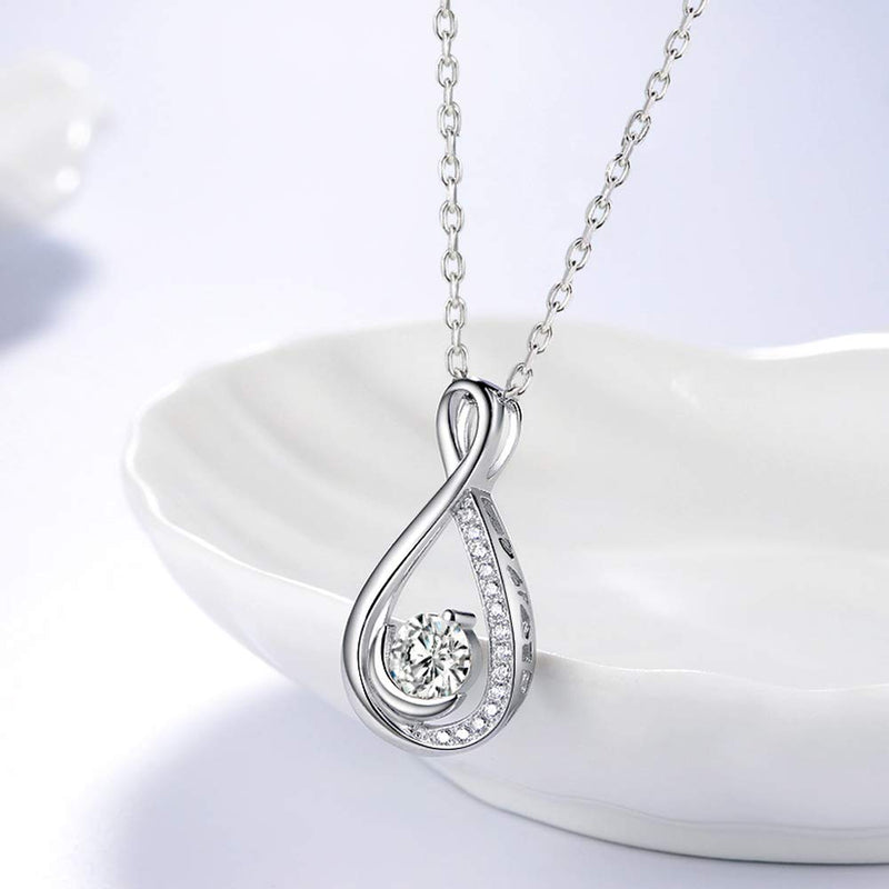 [Australia] - Endless Love Jewelry for Women Teen Girls Birthday Gifts Love Infinity Necklace for Mom Wife Sterling Silver Simulated Diamond Jewelry Endless Love Infinity Simulated Diamond Necklace 