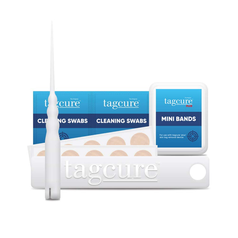 [Australia] - Tagcure PLUS Skin Tag Removal Kit For Easy Skin Tag Removal - Includes x10 Tag Bands x10 Cleaning Swabs & x10 Plasters To Cover Tag Area (For Tags Between 0.5cm - 0.7cm) 