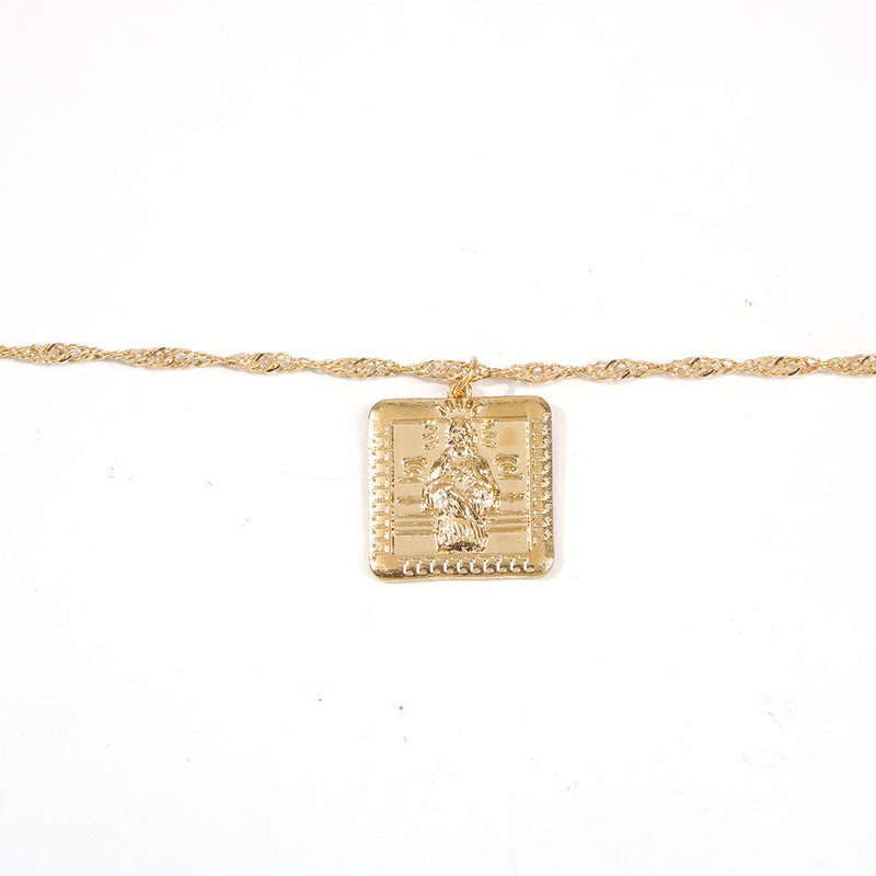 [Australia] - Solememo Gold Tone Chain with Cross Faith Pendant Necklace for Gift Virgin Mary 
