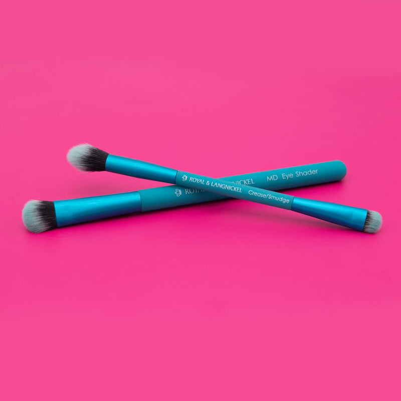 [Australia] - MODA EZGlam Duo, Smoky Eyes, Travel Size 2pc Makeup Brush Set Includes - Eye Shader, Crease/Smudger Brush, Teal 