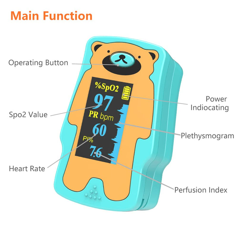 [Australia] - iNurse Finger Pulse Oximeter for Children,O2 Monitor Finger for Oxygen, Portable Blood Oxygen Saturation Monitor for Heart Rate and SpO2 Level, Blue(not for Newborn/Infant) 