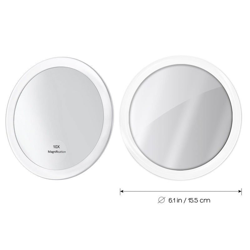 [Australia] - Frcolor 10X Magnifying Mirror with 3 Suction Cups, Cosmetic Make Up Mirror Pocket Mirror 5.9 Inch (White) 