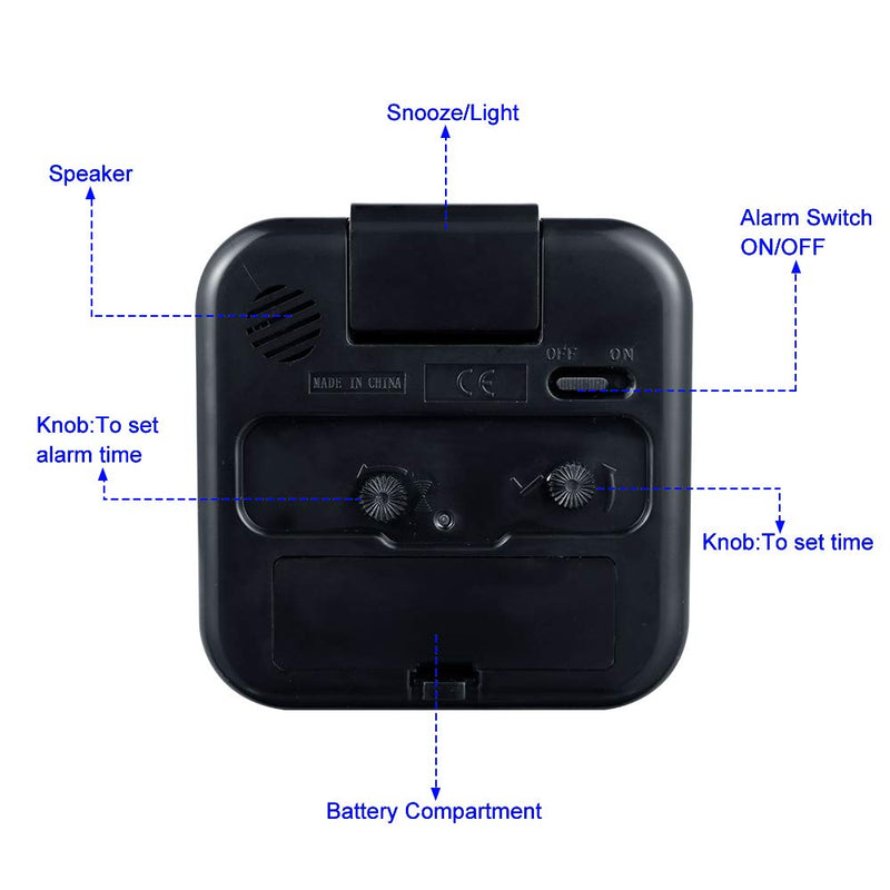 [Australia] - Tinload Small Battery Operated Analog Alarm Clock Silent Non Ticking, Ascending Beep Sounds, Snooze,Light Functions, Easy Set(Black) Black 