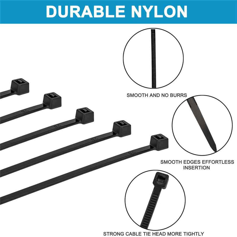 [Australia] - HMROPE 100pcs Cable Zip Ties Heavy Duty 12 Inch, Premium Plastic Wire Ties with 50 Pounds Tensile Strength, Self-Locking Black Nylon Zip Ties for Indoor and Outdoor 