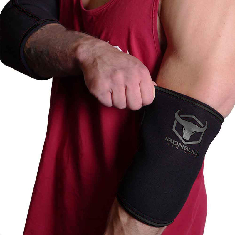 [Australia] - Elbow Sleeves 5mm (1 Pair) - High Performance Elbow Sleeve Support for Weightlifting, Weight Training & Powerlifting - Best Compression Straps - for Men and Women (Large, Black/Black) Large 