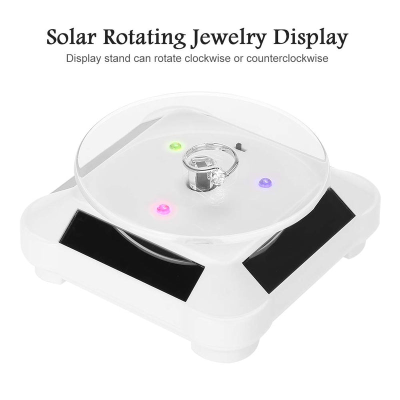 [Australia] - Solar Powered Rotating stand, Solar Showcase 360 Degrees Turntable Rotating Watch Phone Jewelry Organizer Display Stand Mount Holder (White) White 
