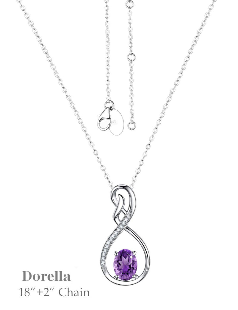 [Australia] - Natural Amethyst Necklace for Women Teen Girls Birthday Gifts Gemstone Jewelry for Mom Wife Sterling Silver Endless Love Infinity Necklace Natural Amethyst Gemstone Infinity Necklace 