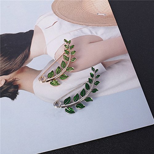 [Australia] - Joyci Vintage Green Leaf Brooch Cardigan Pin Shawl Brooch Buckle Sweater Knitwear Lapel Pin Gold plated 