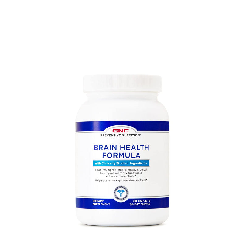 [Australia] - GNC Preventive Nutrition Brain Health Formula, 60 Caplets, Supports Memory Function and Enhances Circulation 