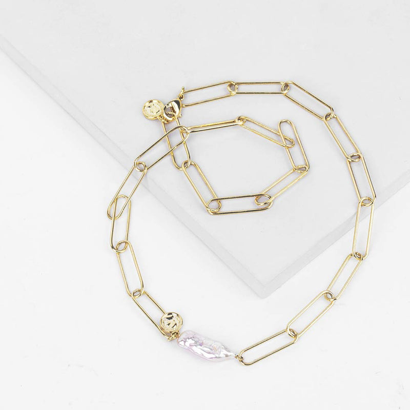 [Australia] - Une Douce Choker Necklaces for Women, Chain Link Choker Necklace, Dainty Choker with Baroque Pearl Pendant, Gold Choker Necklace with Coins, Statement Trendy Jewelry, for Women and Girls 