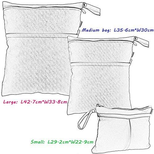 [Australia] - Damero 3pcs Pack Wet Dry Bag for Cloth Diapers Nappy Bag Daycare Organiser Bag, Grey Chevron A Grey Chevron 