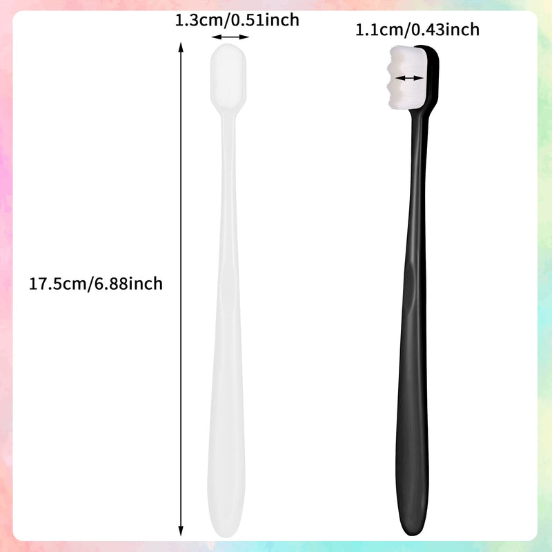 [Australia] - Dacitiery 12 Pcs Extra Soft Toothbrush, Soft Micro Nano Manual Toothbrush Ultra Fine Toothbrush with 20000 Soft Floss Bristles for Sensitive Gums Adults Kids Children(Black, White) 