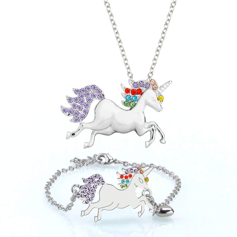 [Australia] - Kids Musical Jewelry Box with Big Drawer and zirconia stones Jewelry Set with Spinning Unicorn and Glitter Rainbow Butterfly Design - Blue Danube Tune 