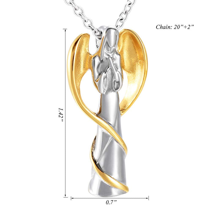 [Australia] - Angel Wing Fairy Cremation Jewelry for Ashes Stainless Steel Hold Loved Ones Ash Keepsake Memorial Urn Necklace Gold 