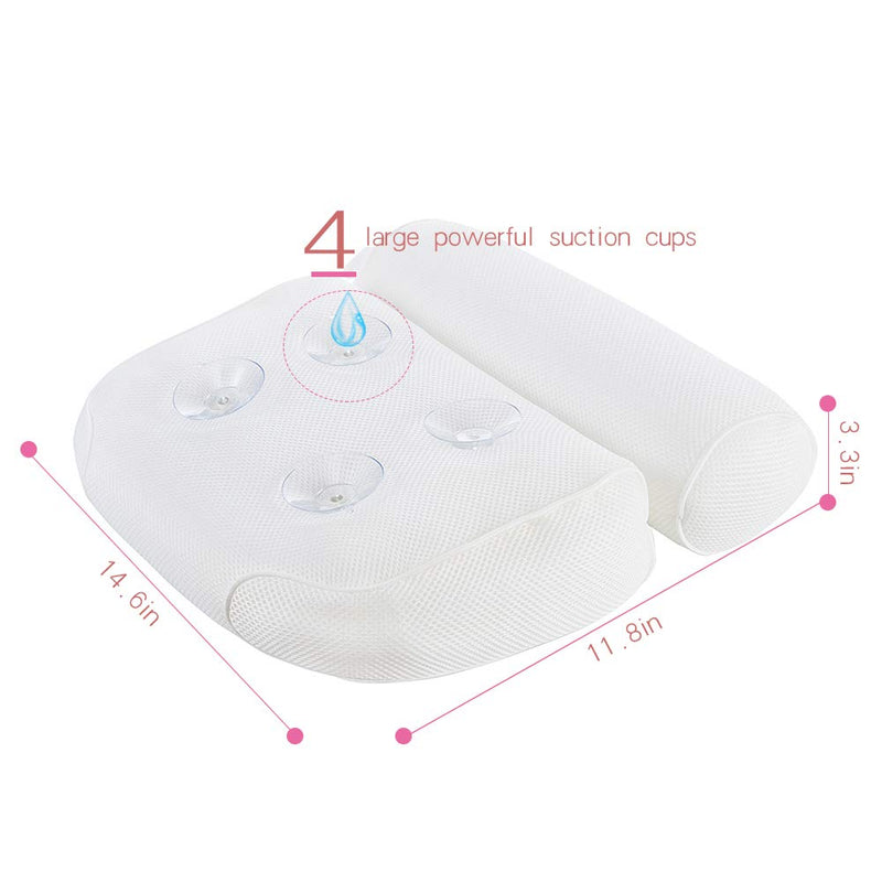 [Australia] - Bath Pillow Bathtub Pillow Cushion 3D Spa Pillow for Tub Head Neck Shoulder and Back Support, White 