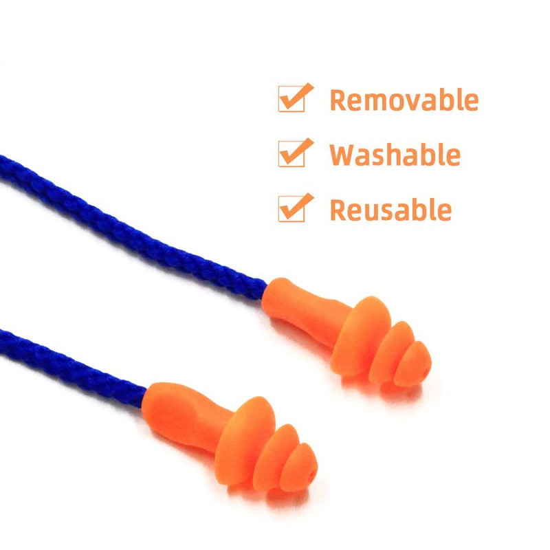 [Australia] - Quality Reusable Earplugs 100 Pair - Corded Calmer Silicone Ear Plugs for Shooting Range Noise Reduction Motorcycle Riding Construction Work - Hunting Ear Protection for Shooting Hearing Protection 