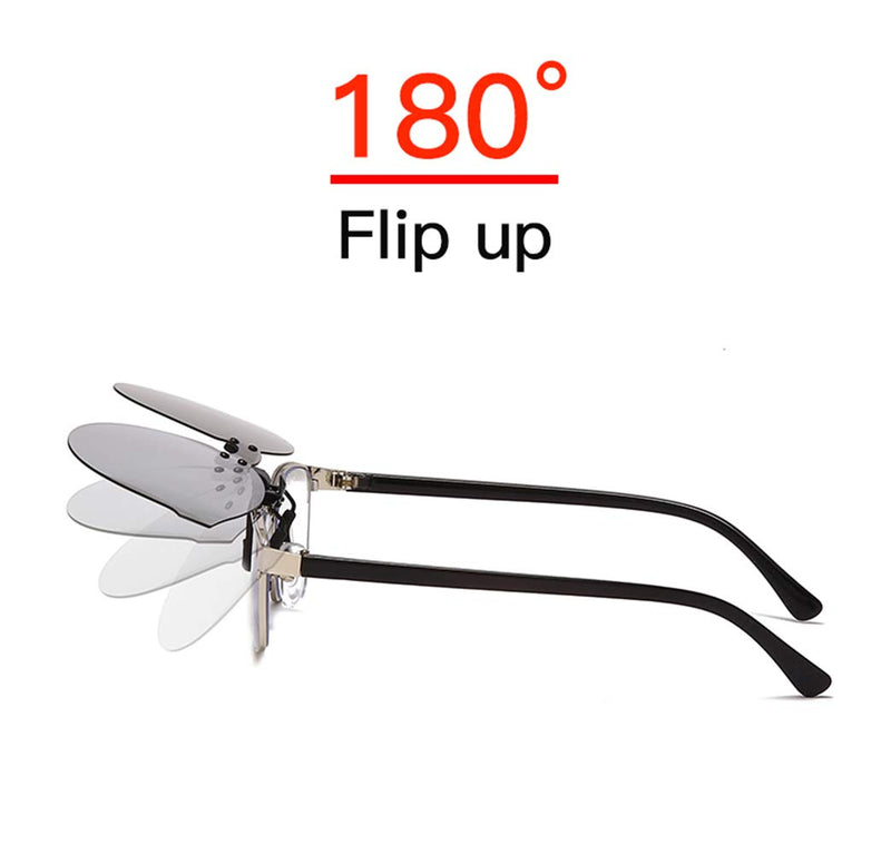 [Australia] - Polarized Clip-on Sunglasses Anti-Glare UV400 Protection Flip Up Rimless Lens for Prescription Glasses Blue Film 