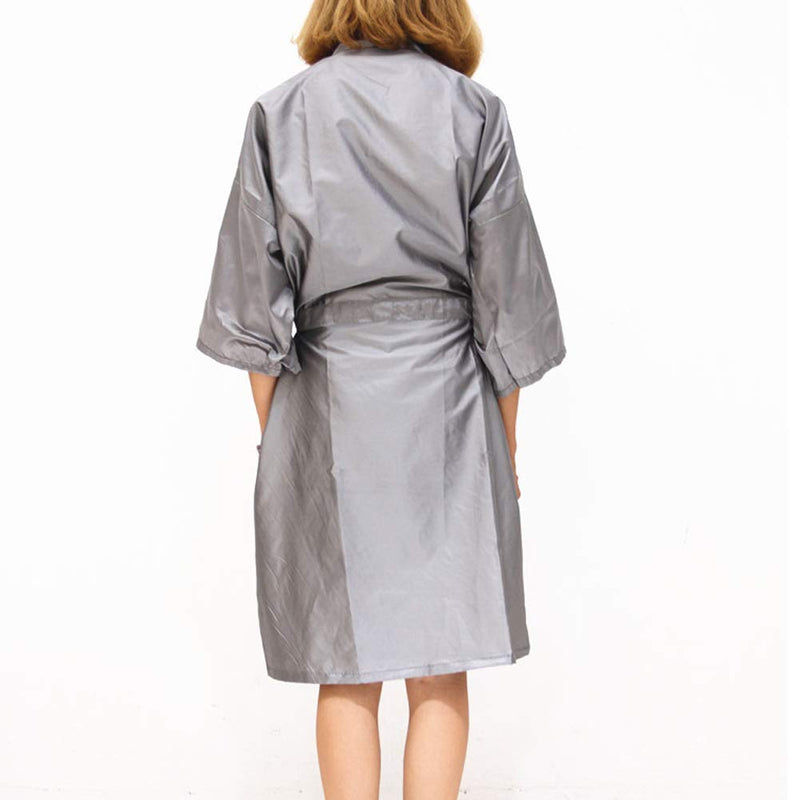 [Australia] - 1 Piece Silver Salon Robes Smock for Clients Hair Salon Client Gown Cape Hair Cutting Smock for Clients Kimono Style 