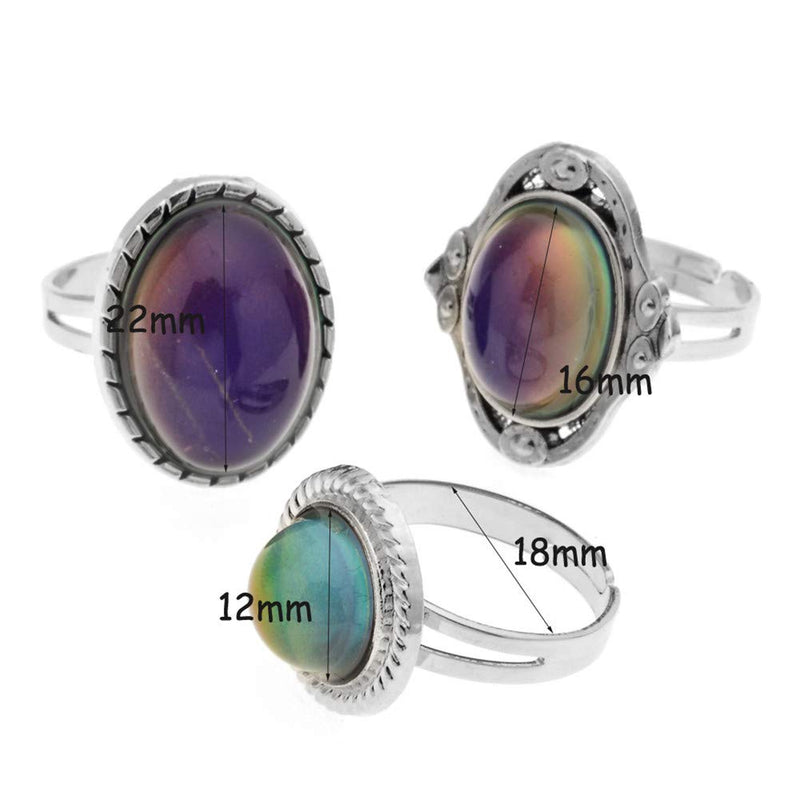 [Australia] - LUBINGSHINE 3Pcs Mood Ring Adjusable Size Original Oval Color Changing Ring Set Ring Jewelry 