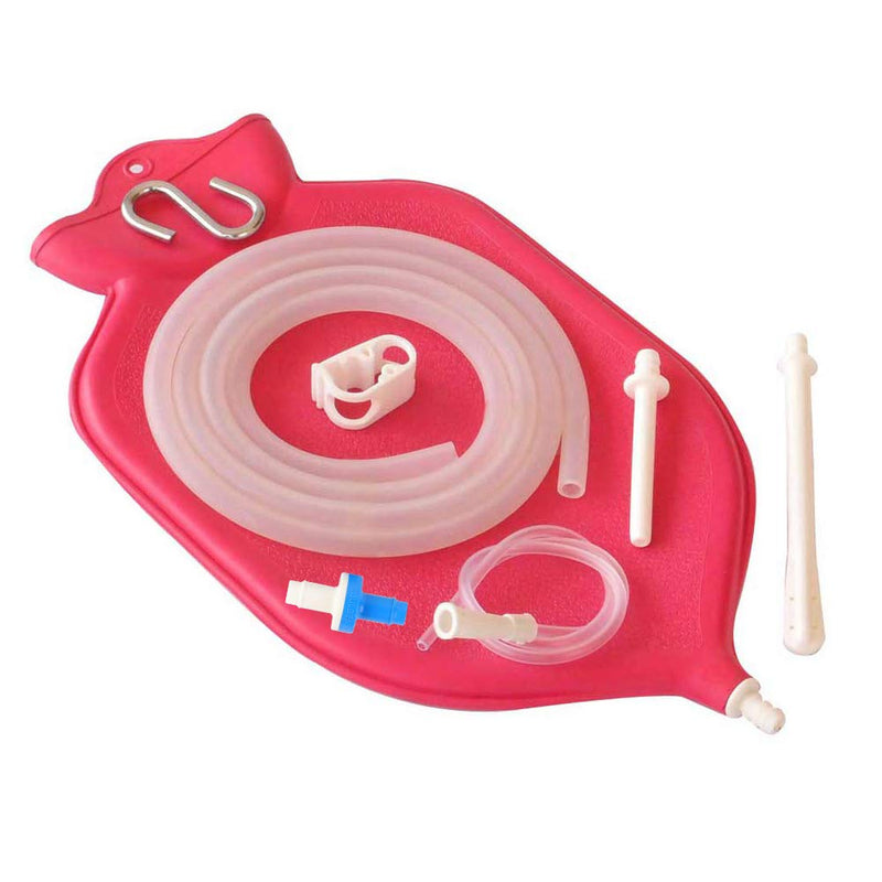 [Australia] - HealthAndYoga(TM) Enema Bag Kit (2 Quart) - Mess-Free, Hygienic Enema - Back Flow Prevention Valve - Rubber Latex Bag, Silicone Tubings with Privacy Storage Bag and Sterile Enema Sheet 6 Piece Set 