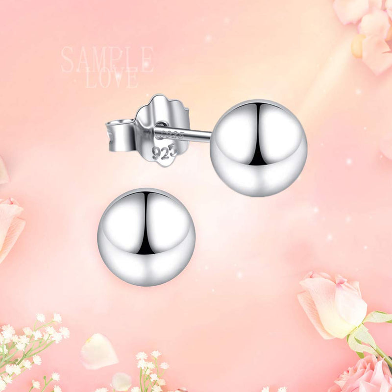 [Australia] - White Gold Sterling Silver Ball Stud Earrings 3mm-10mm Options, Simple Polished Ball Studs Hypoallergenic Jewelry 10mm 