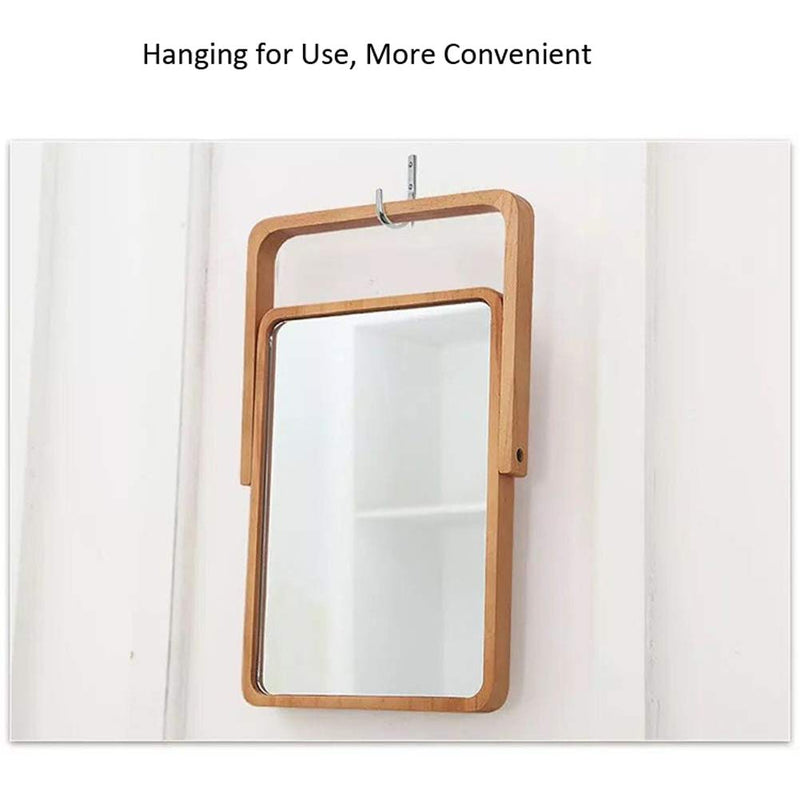 [Australia] - Buwico Rectangle Standing Vanity Makeup Mirror Cosmetic Mirror Table Mirror with Wood Frame and Stand Mirror for hanging 