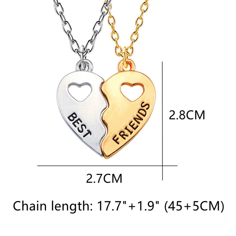 [Australia] - SIVITE Best Friends Necklace 2 Pieces Gold & Silver Split Heart Pendant Necklace BFF Friendship Necklace 