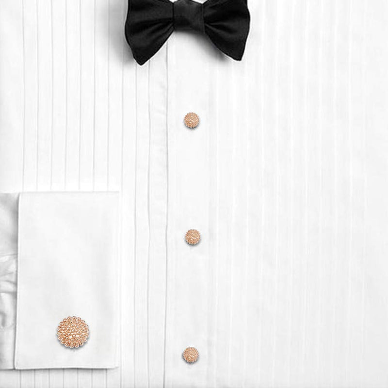 [Australia] - HAWSON Knot Cufflinks Tuxedo Studs Set for Men ROSE GOLD TONE 