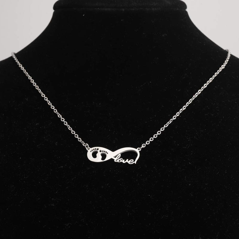 [Australia] - Baby Feet Love Infinity Necklace New Mom Necklace Gift for Your Friend Family necklace s 