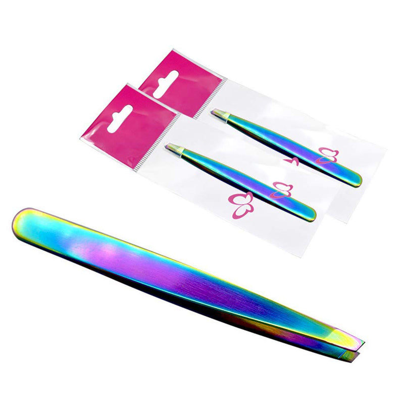 [Australia] - Stainless Steel Slant Tip Tweezers Precision Eyebrow Tweezers For Daily Beauty 