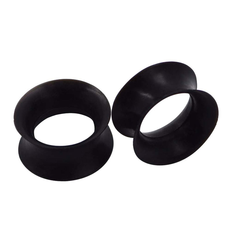 [Australia] - Oyaface 2 PC Extra Soft Silicone Flexible Ear Skin Tunnels Plugs Expanders Gauges Hollow Body Piercing 2G-3/4 Black 00g(10mm) 