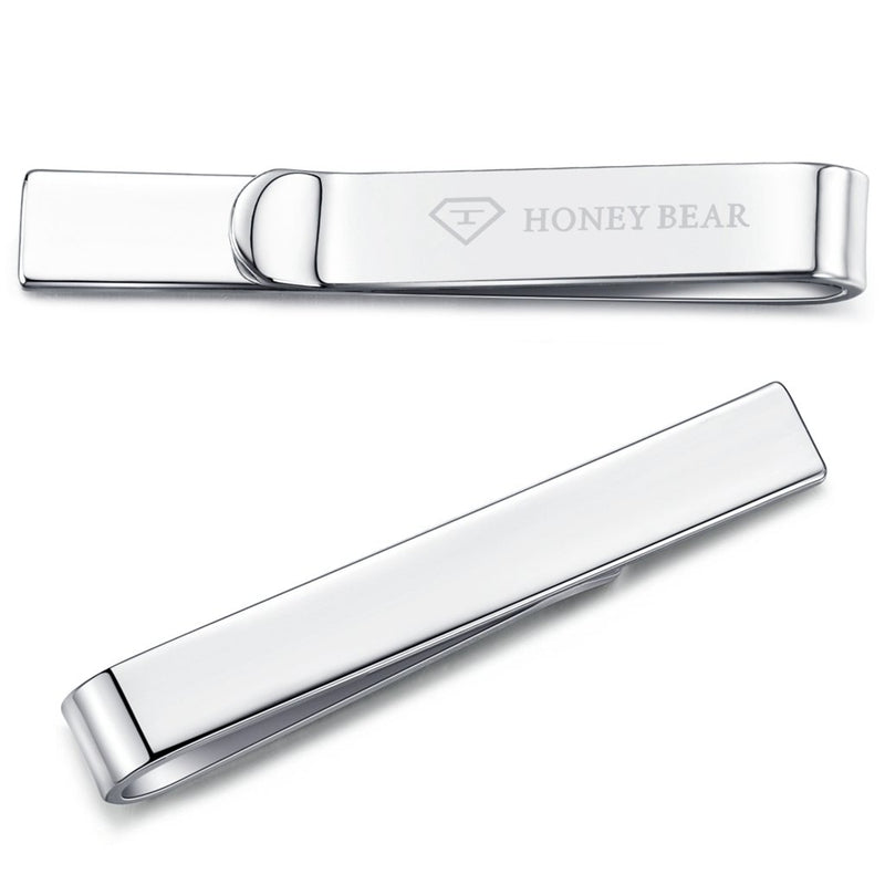 [Australia] - 3pcs Honey Bear Mens Tie clip Set Tie Bar - Normal Size Stainless Steel For Business Wedding Gift,5.4cm 3pcs Set without box 