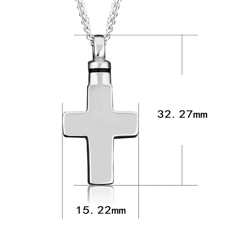 [Australia] - CoolJewelry Urn Necklace Ashes Eternal Pendant Religion Cross Cremation Memorial Personalized Keepsake Stainless Steel Jewelry Steel color 